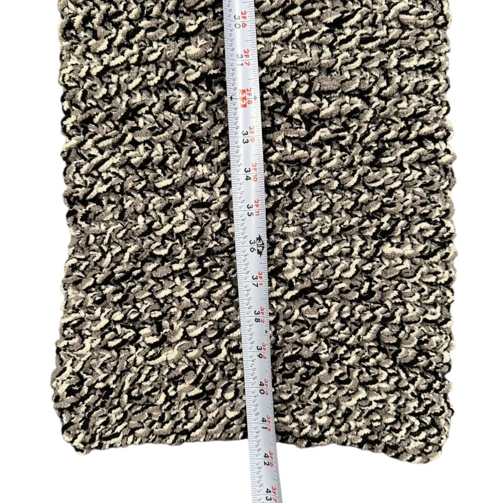 Chunky Handmade Knit Scarf Black White‎ Gray Speckled Cozy Winter Accessory 427